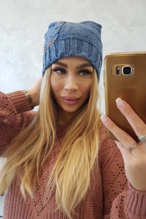 Czapka z polarem Ula K271 jeansowa Czapka z polarem Ula K271 jeansowa