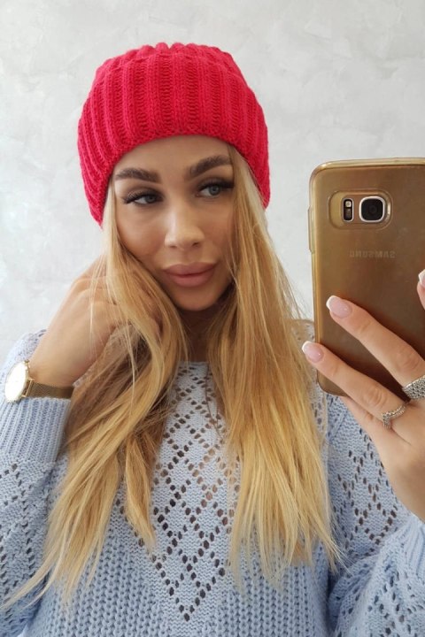 Czapka z wywinięciem Magda K293 czerwona Czapka z wywinięciem Magda K293 czerwona