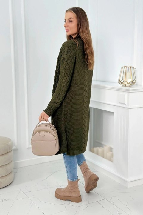 Sweter Kardigan splot warkocz khaki Sweter Kardigan splot warkocz khaki