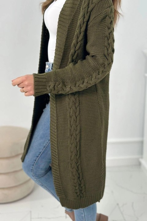 Sweter Kardigan splot warkocz khaki Sweter Kardigan splot warkocz khaki