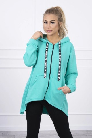 Bluza z dłuższym tyłem i kapturem jasno zielona