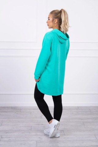 Bluza z dłuższym tyłem i kapturem jasno zielona