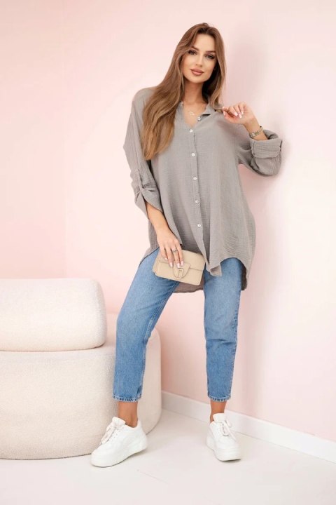 Koszula bawełniana muślinowa oversize fango Koszula bawełniana muślinowa oversize fango