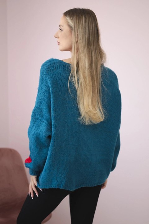 Sweter wiązany w wiśnie morski Sweter wiązany w wiśnie morski