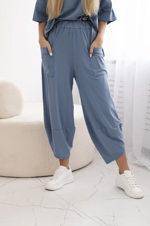 Komplet bawełniany bluzka + spodnie jasno jeansowy Komplet bawełniany bluzka + spodnie jasno jeansowy
