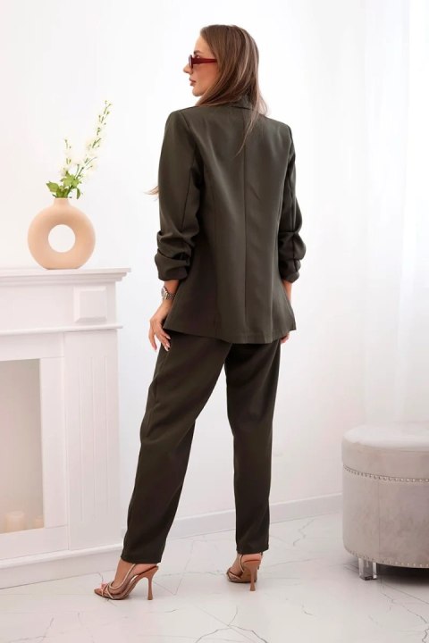 Komplet elegancki marynarki ze spodniami ciemne khaki Komplet elegancki marynarki ze spodniami ciemne khaki