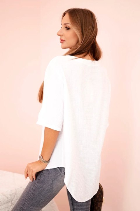 Koszula damska muślinowa z guzikiem biała