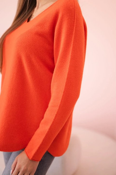 Sweter z dekoltem V pomarańczowy Sweter z dekoltem V pomarańczowy