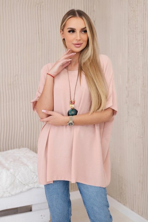 Bluzka oversize z wisiorkiem ciemny pudrowy róż Bluzka oversize z wisiorkiem ciemny pudrowy róż