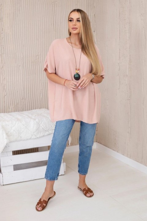 Bluzka oversize z wisiorkiem ciemny pudrowy róż Bluzka oversize z wisiorkiem ciemny pudrowy róż