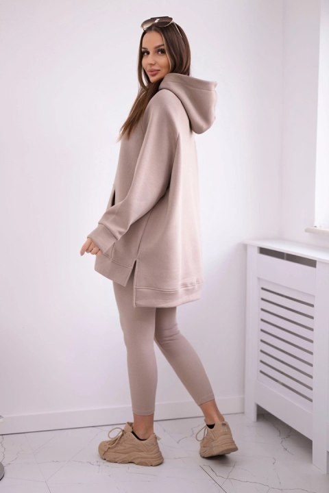 Komplet bawełniany bluza ocieplana + legginsy ciemny beżowy Komplet bawełniany bluza ocieplana + legginsy ciemny beżowy