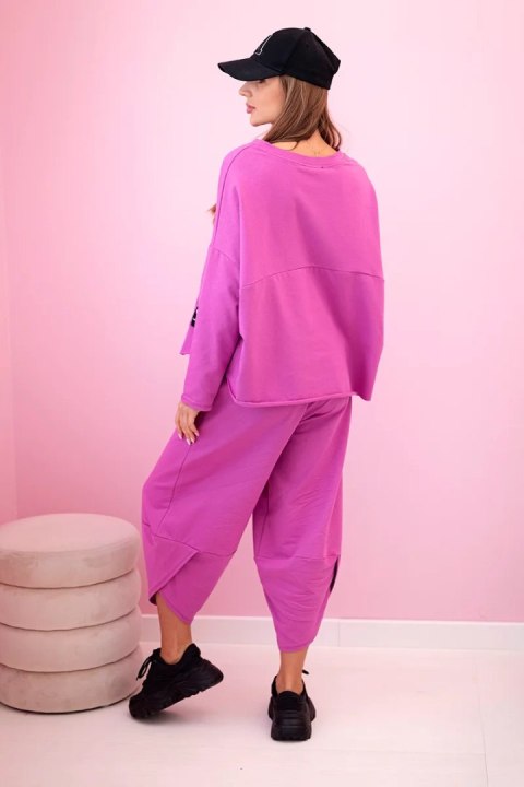 Komplet bawełniany bluza + spodnie bakłażanowy Komplet bawełniany bluza + spodnie bakłażanowy