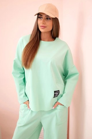 Komplet new punto bluza + spodnie jasny miętowy
