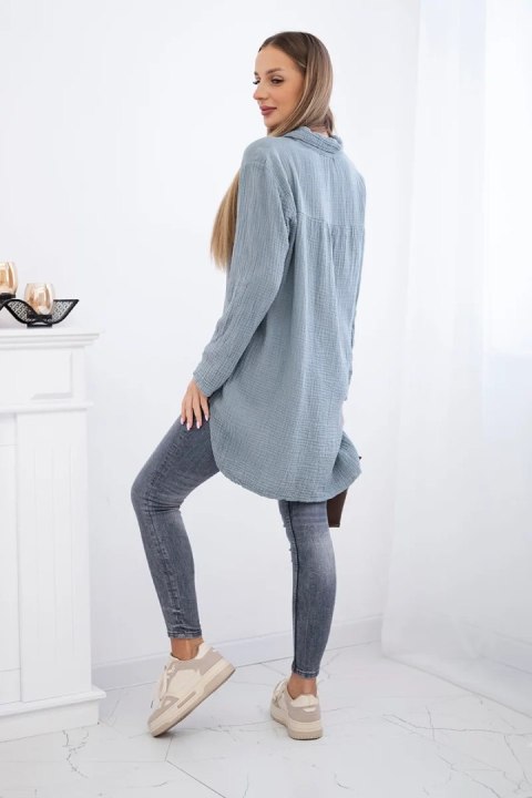 Koszula bawełniana muślinowa Plus Size ciemno szara Koszula bawełniana muślinowa Plus Size ciemno szara