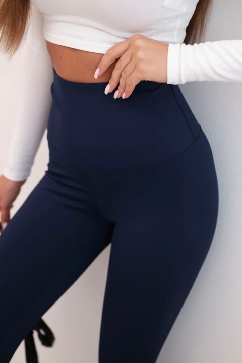 Legginsy damskie modelujące z wysokim stanem granatowe Legginsy damskie modelujące z wysokim stanem granatowe