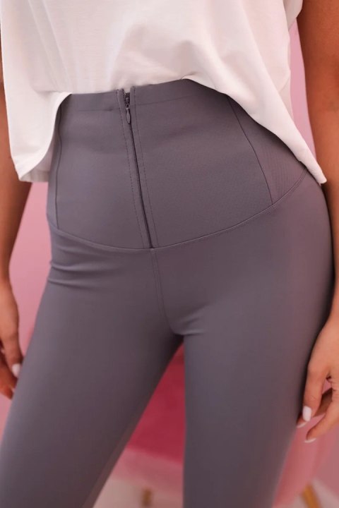 Legginsy damskie z wysokim stanem i zamkiem grafitowe Legginsy damskie z wysokim stanem i zamkiem grafitowe