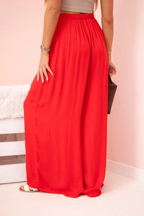 Spodnie damskie szerokie z gumką w pasie czerwone