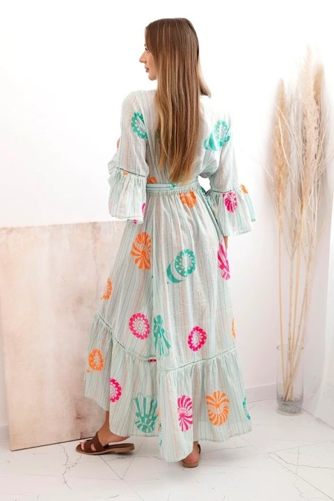 Narzutka damska boho z haftem miętowa Narzutka damska boho z haftem miętowa
