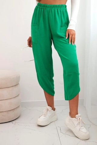Spodnie z szeroką nogawką i kieszeniami zielone