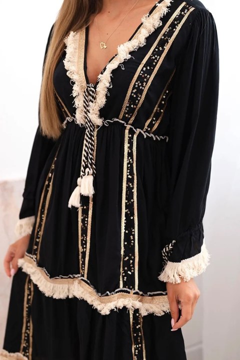 Sukienka damska boho z koronką czarna Sukienka damska boho z koronką czarna