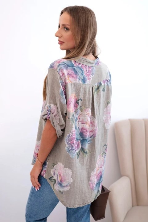 Bluzka damska z bawełny z kwiatowym wzorem fango