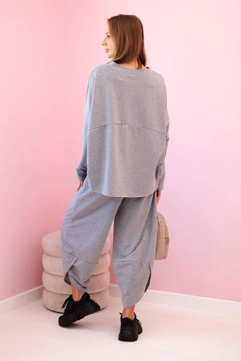 Komplet bawełniany bluza + spodnie szary melanż