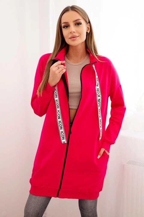 Bluza damska zapinana na zamek z napisami fuksja