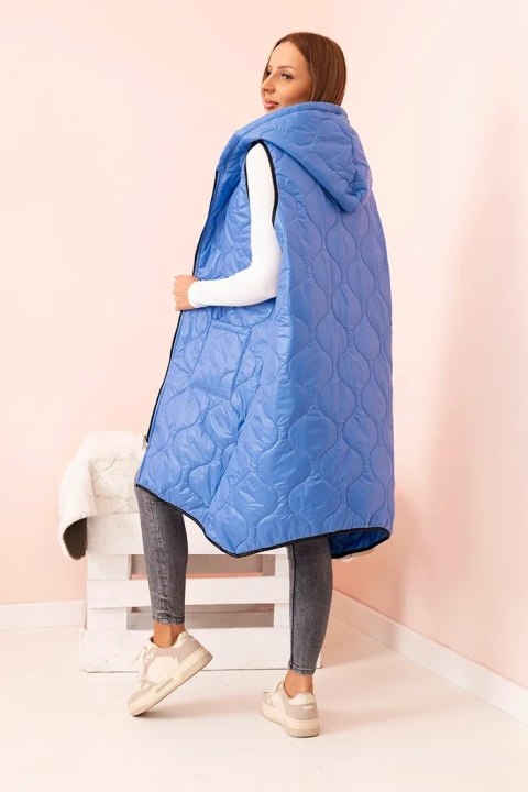 Kamizelka damska pikowana Plus Size z kapturem zapinana na zamek jeansowa Kamizelka damska pikowana Plus Size z kapturem zapinana na zamek jeansowa