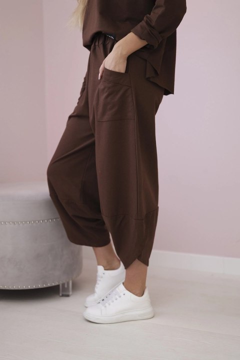 Komplet bawełniany bluza + spodnie brązowy