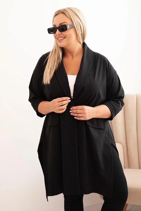 Narzutka damska Plus Size Punto z bawełną zapinana na guzik czarna