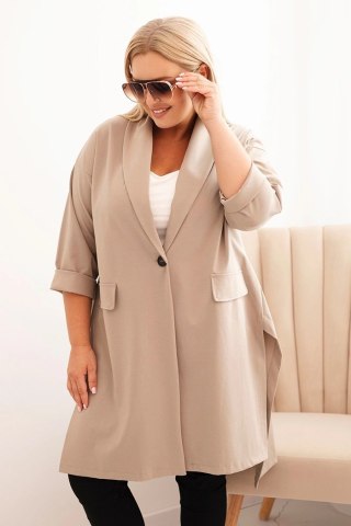Narzutka damska Plus Size Punto z bawełną zapinana na guzik fango