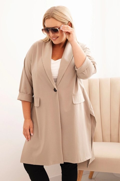 Narzutka damska Plus Size Punto z bawełną zapinana na guzik fango