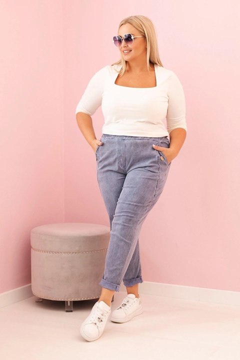 Spodnie damskie dekatyzowane Plus Size z wiskozą i gumką jeansowe