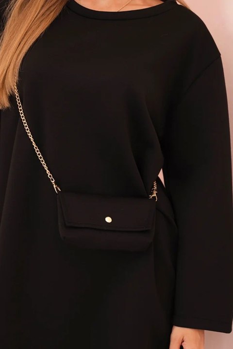 Sukienka damska wiskozowa Plus Size z torebką na łańcuszku czarna Sukienka damska wiskozowa Plus Size z torebką na łańcuszku czarna