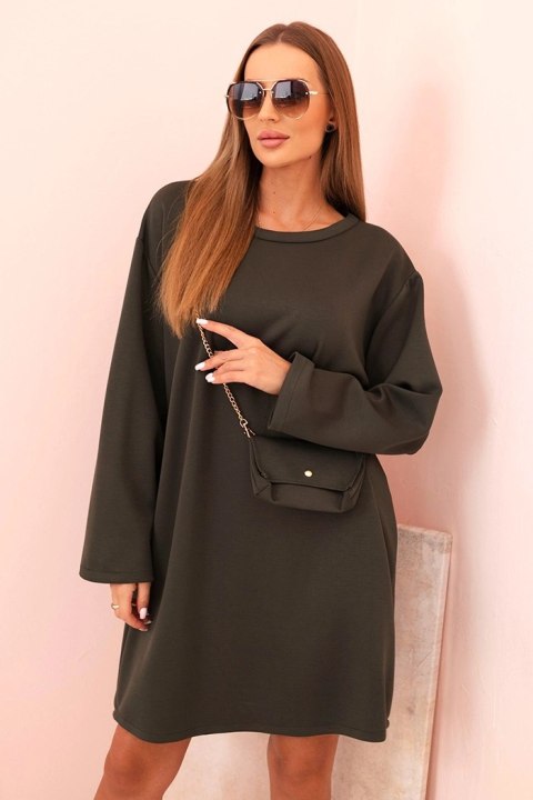 Sukienka damska wiskozowa Plus Size z torebką na łańcuszku khaki Sukienka damska wiskozowa Plus Size z torebką na łańcuszku khaki