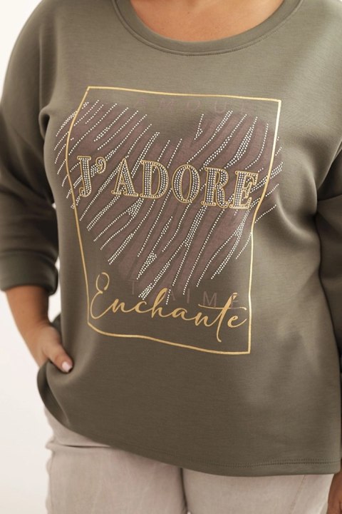 Bluza damska Plus Size masełkowa z nadrukiem 3D khaki