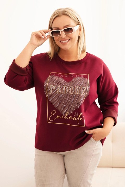 Bluza damska Plus Size masełkowa z nadrukiem 3D śliwkowa