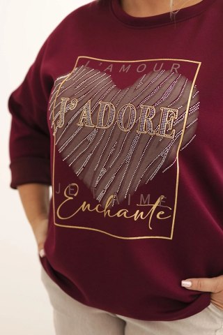 Bluza damska Plus Size masełkowa z nadrukiem 3D śliwkowa