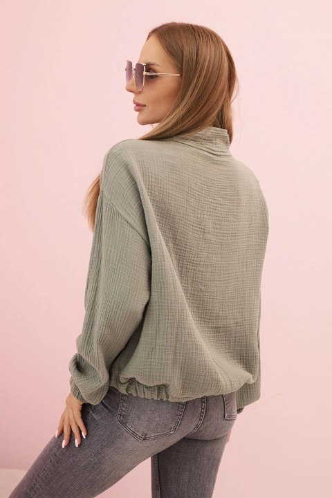 Koszula damska muślinowa z długim rękawem khaki