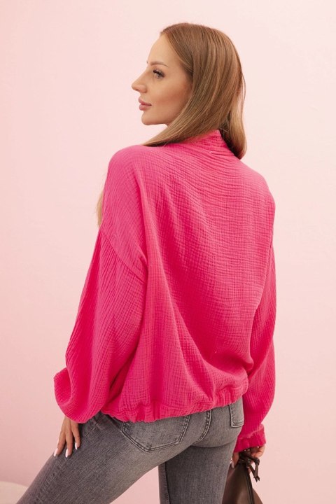 Koszula damska muślinowa z długim rękawem różowa