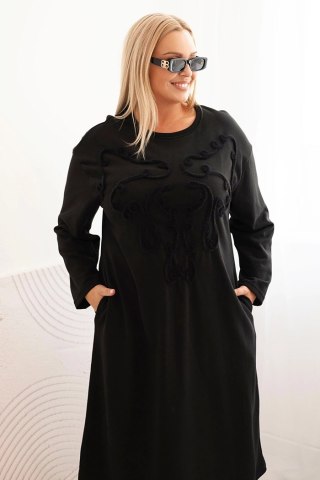 Sukienka damska Plus Size z haftem bawełniana czarna