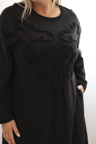 Sukienka damska Plus Size z haftem bawełniana czarna