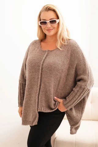 Sweter damski Plus Size z akrylem o luźnym kroju i rękawem 3/4 fango