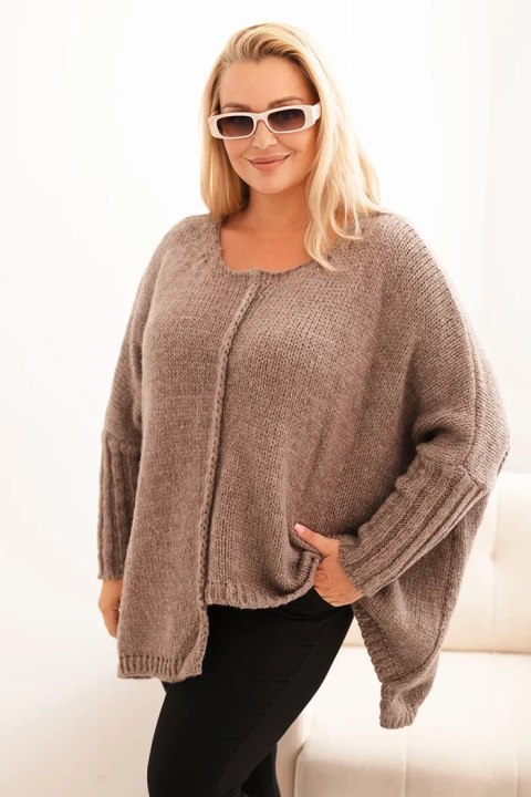 Sweter damski Plus Size z akrylem o luźnym kroju i rękawem 3/4 fango
