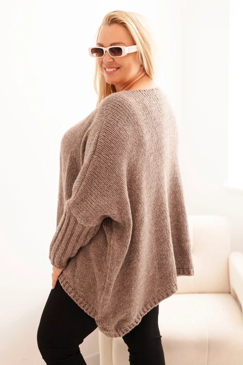 Sweter damski Plus Size z akrylem o luźnym kroju i rękawem 3/4 fango