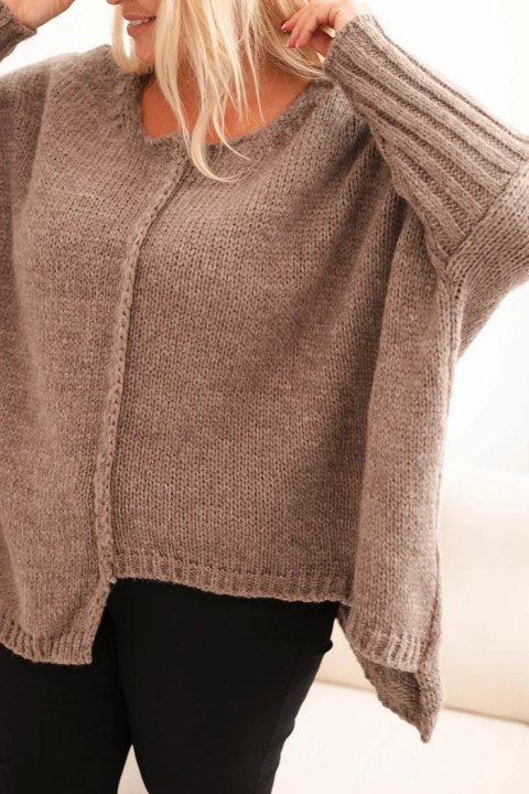 Sweter damski Plus Size z akrylem o luźnym kroju i rękawem 3/4 fango