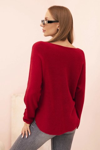 Sweter damska z wiskozą z dekoltem w serek bordowy