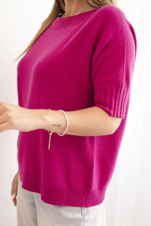 Sweter damski z wiskozy z krótkim rękawem ciemny fioletowy
