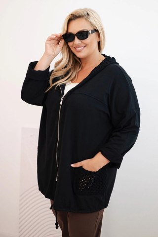 Bluza damska Plus Size bawełniana oversize z długim rękawem czarna