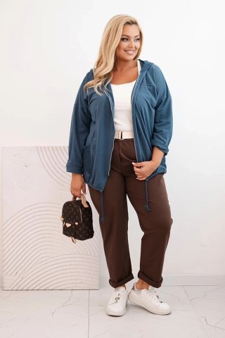Bluza damska Plus Size bawełniana oversize z długim rękawem jeansowa